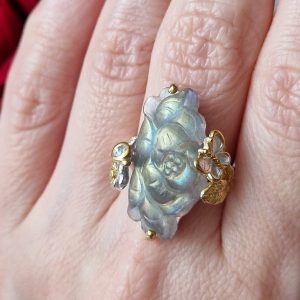 Кольцо серебро природный лабрадор