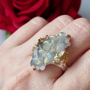 Кольцо серебро природный лабрадорит