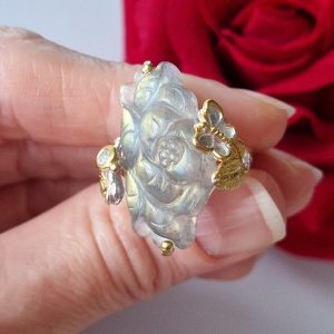 Кольцо серебро природный лабрадорит