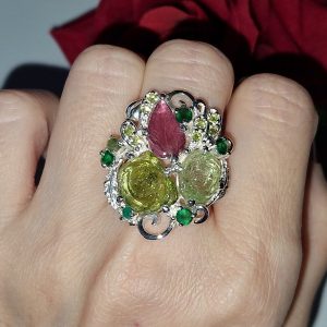 Кольцо серебро природный турмалин