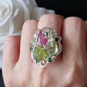 Перстень серебро натуральный турмалин