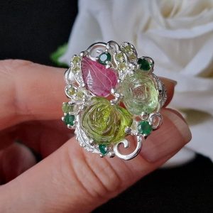 Кольцо серебро природный турмалин