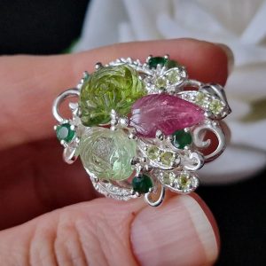 Кольцо серебро природный турмалин