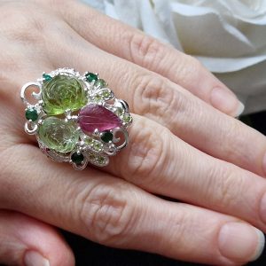 Перстень серебро натуральный турмалин