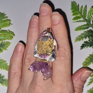 Кулон/брошь серебро природный аметист + родолит