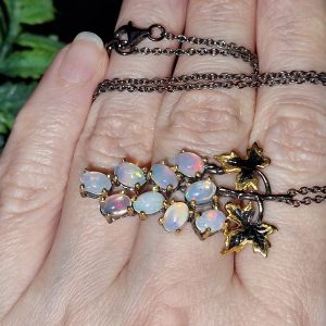 Подвес + цепочка серебро натуральный эфиопский опал