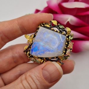 Подвес/брошь серебро натуральный лунный камень адуляр