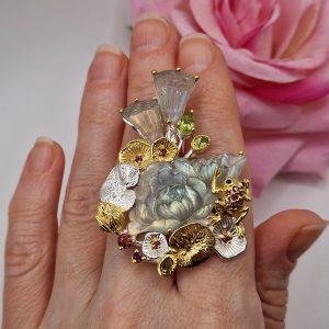 Кулон/брошь серебро природный лабрадорит