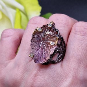 Кольцо серебро природный аметрин