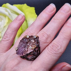 Перстень серебро натуральный аметрин