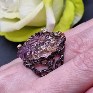 Перстень серебро натуральный аметрин
