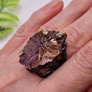 Кольцо серебро природный аметрин