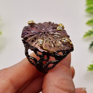 Кольцо серебро природный аметрин