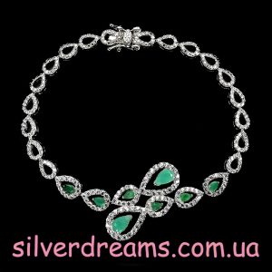 Браслет серебро натуральный изумруд