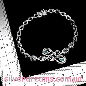 Браслет серебро натуральный изумруд