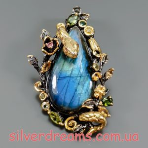 Подвес серебро натуральный лабрадорит