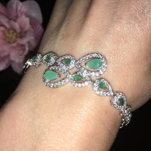 Браслет серебро природный изумруд