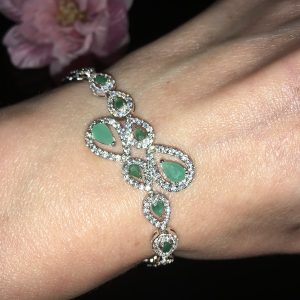 Браслет серебро натуральный изумруд