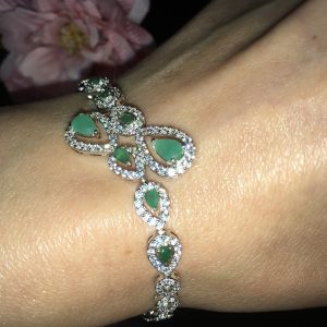 Браслет серебро природный изумруд