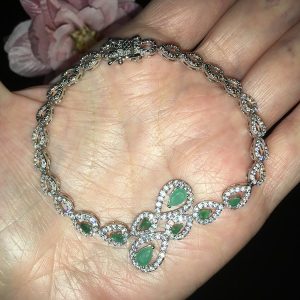 Браслет серебро натуральный изумруд