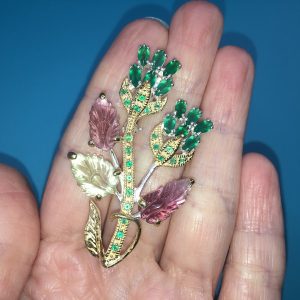 Кулон/брошь серебро природный турмалин + оникс