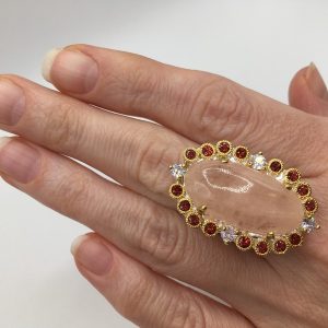 Кольцо серебро природный морганит + гранат