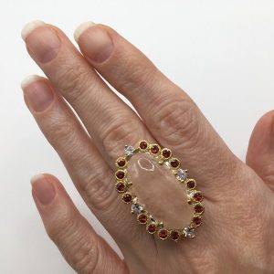 Перстень серебро натуральный морганит + гранат