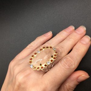 Перстень серебро натуральный морганит + гранат