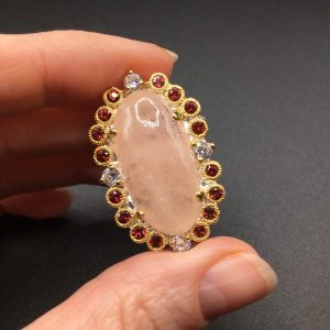 Перстень серебро натуральный морганит + гранат