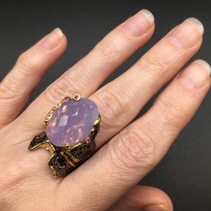 Кольцо серебро природный лавандовый аметист