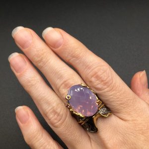 Кольцо серебро природный лавандовый аметист