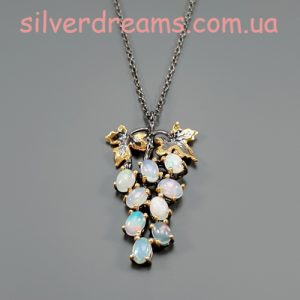 Цепочка + подвес серебро натуральный эфиопский опал