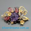 Брошь/кулон серебро природный аметист и турмалин