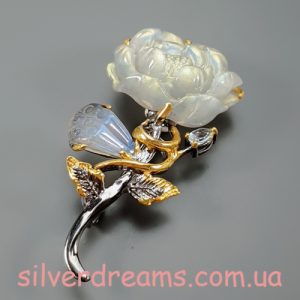 Брошь серебро натуральный лабрадор и топаз