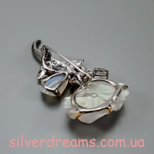 Брошь серебро природный лабрадорит