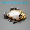 Брошь серебро натуральный барочный жемчуг