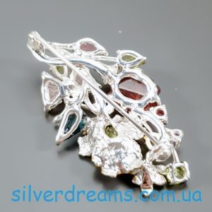 Брошь серебро природный турмалин