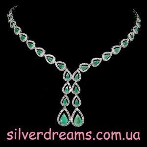 Ожерелье серебро природный изумруд
