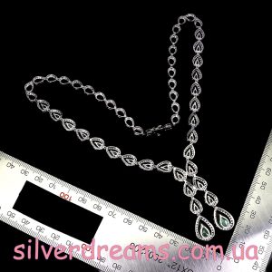 Колье серебро натуральный изумруд