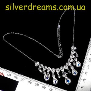 Колье серебро натуральный голубой опал