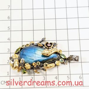 Кулон серебро природный лабрадор