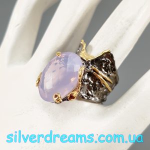 Кольцо серебро природный лавандовый кварц
