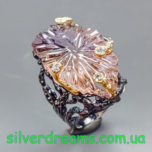 Перстень серебро натуральный аметрин