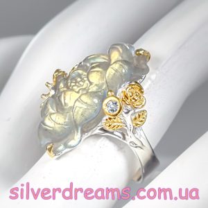Кольцо серебро природный лабрадорит