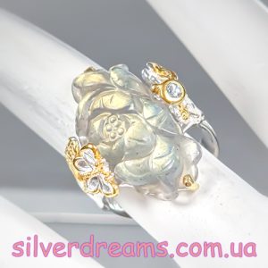 Кольцо серебро природный лабрадор