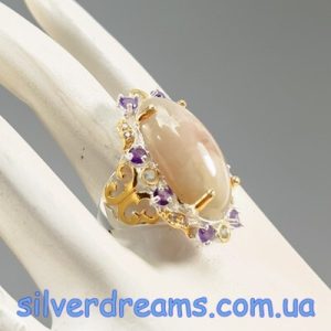 Кольцо серебро природный жёлтый сапфир