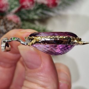 Кулон серебро природный аметист