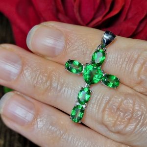 Подвес серебро натуральный зелёный топаз