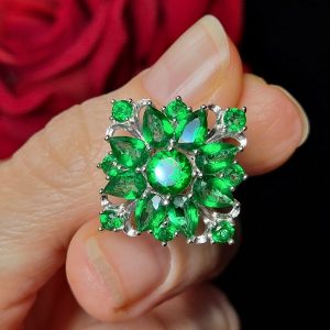 Кольцо серебро природный зелёный топаз