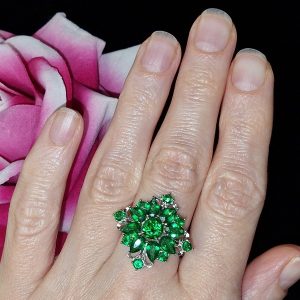 Перстень серебро натуральный зелёный топаз